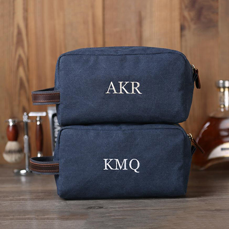 Personalized Groomsmen Gifts Monogrammed Toiletry Bag Embroidery Shaving Kit Canvas Dopp Kit