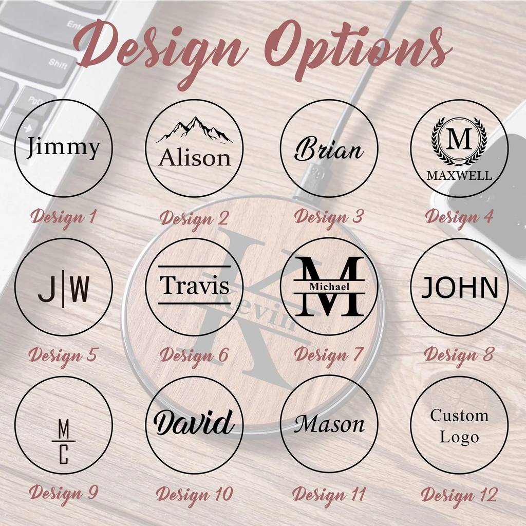 Customizable Wooden Wireless Charger,15W Qi Fast Charging Pad,Personalized Groomsmen Gift,Perfect Corporate Gift for Employees