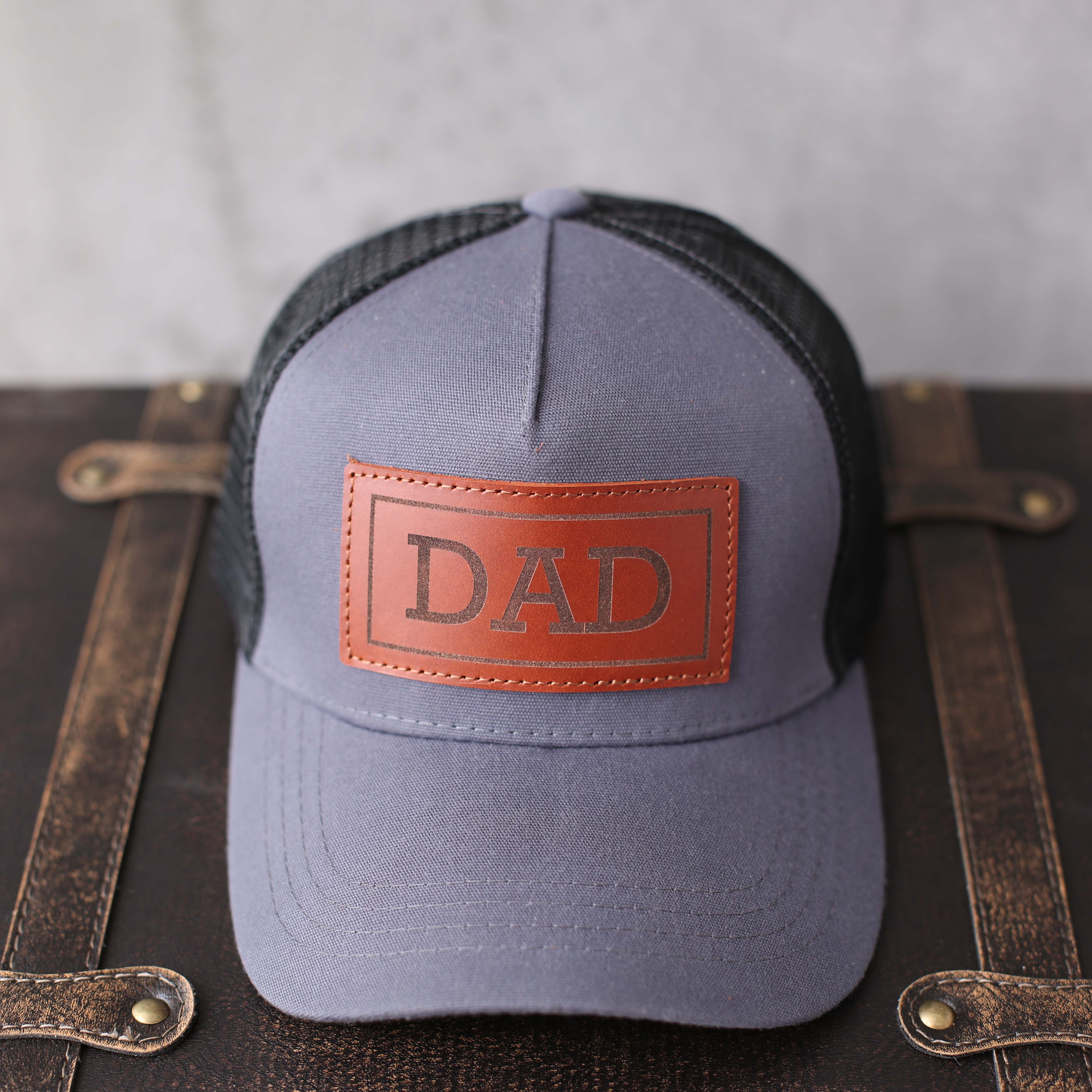 Golf Hat for Dad, Gift for Father’s Day, Custom Leather Patch Hat for Dad Olive / Yes