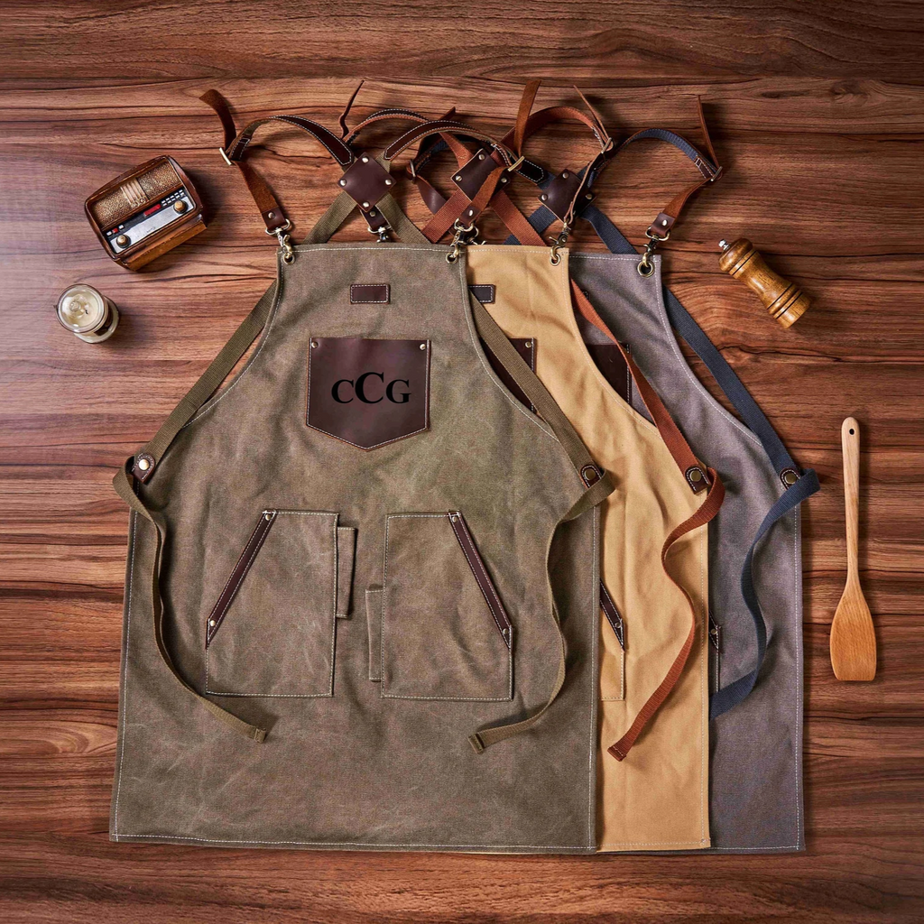 Personalized Canvas Apron for Men and Women, Apron for Cooking, Woodworking, Barbeque Apron