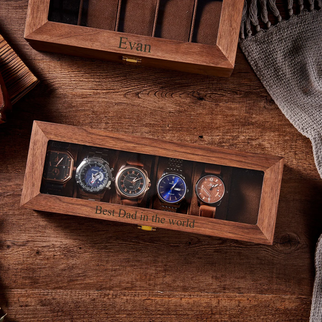 Groomsman Gift Personalized Watch Storage Box Custom Wooden Watch Box for Men Watch Case Anniversary Gift