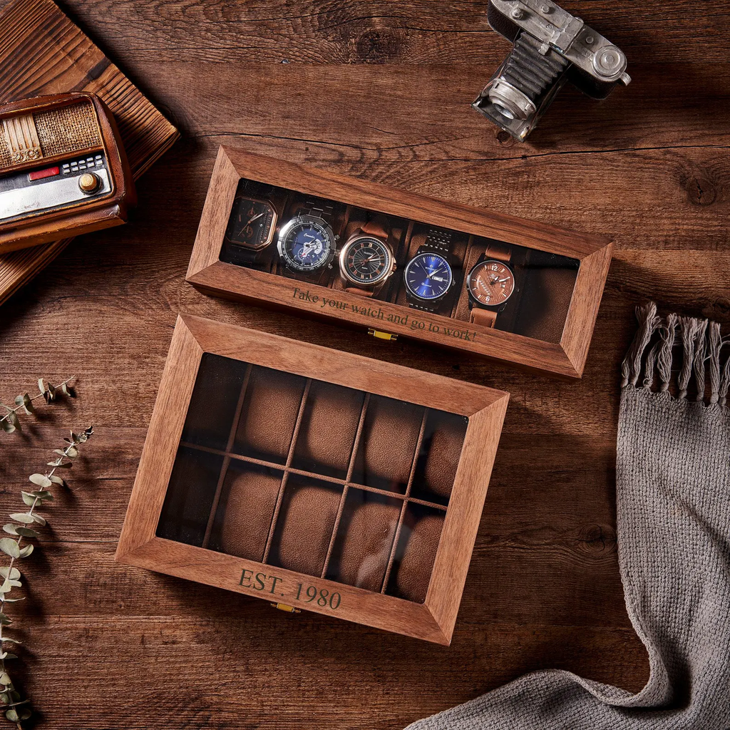 Groomsman Gift Personalized Watch Storage Box Custom Wooden Watch Box for Men Watch Case Anniversary Gift