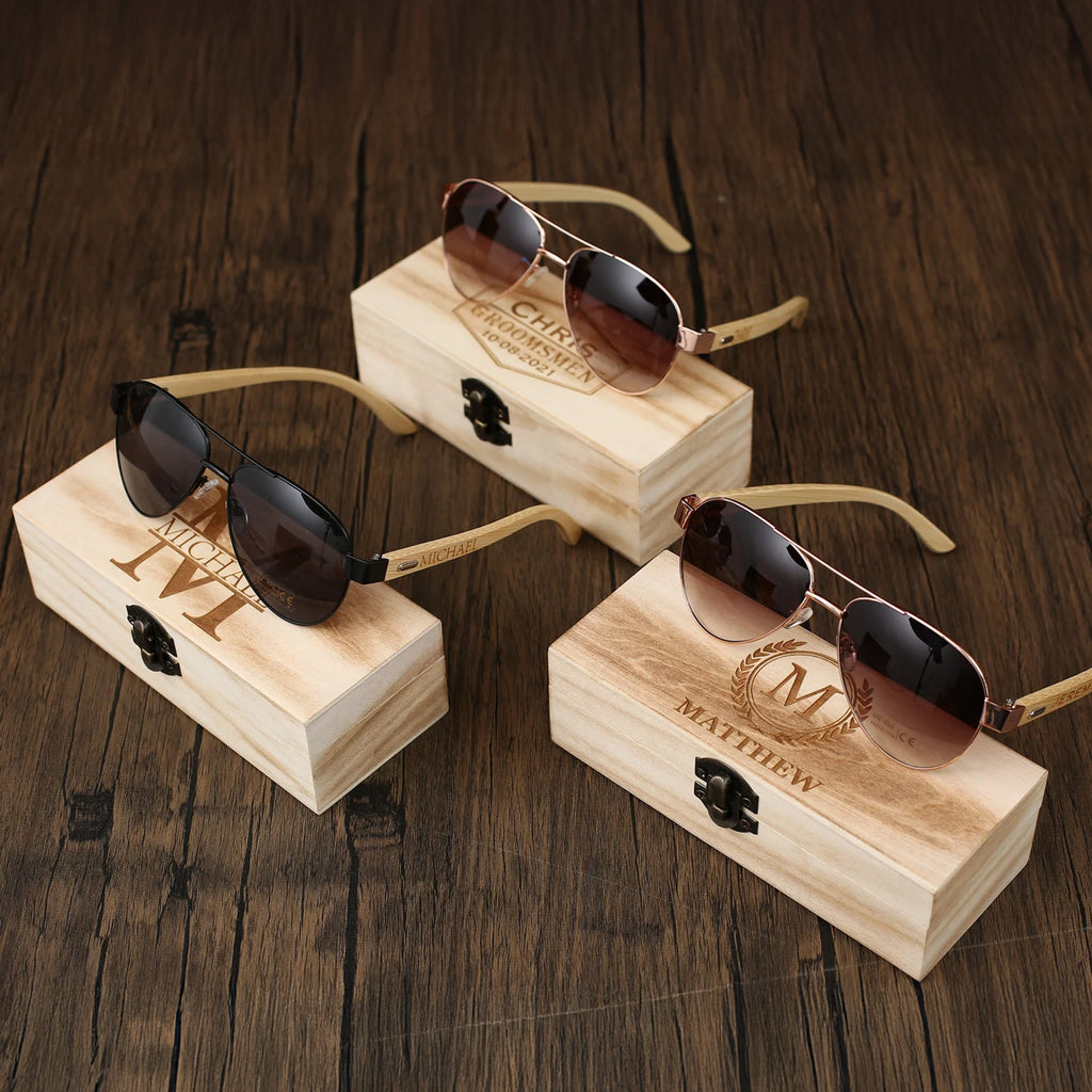 Groomsmen Gifts, Personalized Sunglasses with Wooden Box, Groomsman Sunglasses, Bachelor Party Gift, Wedding Gifts, Best Man Proposal