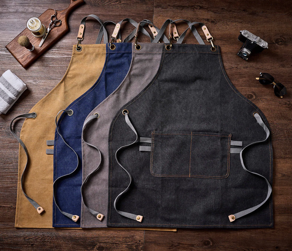 Personalized Canvas Apron for Groomsmen, Custom Bar Apron, Workshop Apron, Embroidered Kitchen Apron, BBQ Apron, Bartender Apron