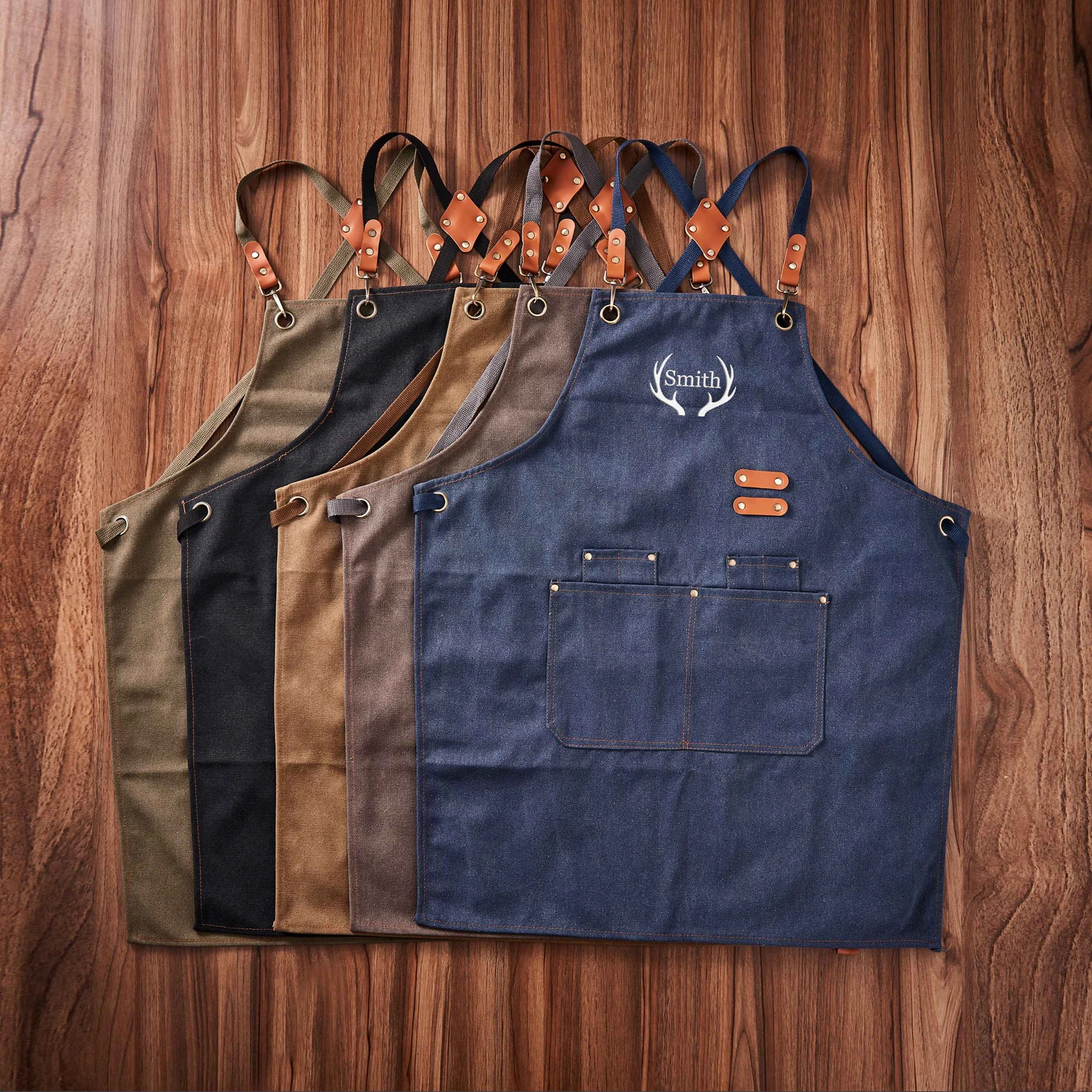 Personalized Canvas Apron, Custom Father's Day Gift, Bartender's Apron, Embroidered Apron, BBQ Apron, Men's Chef Apron