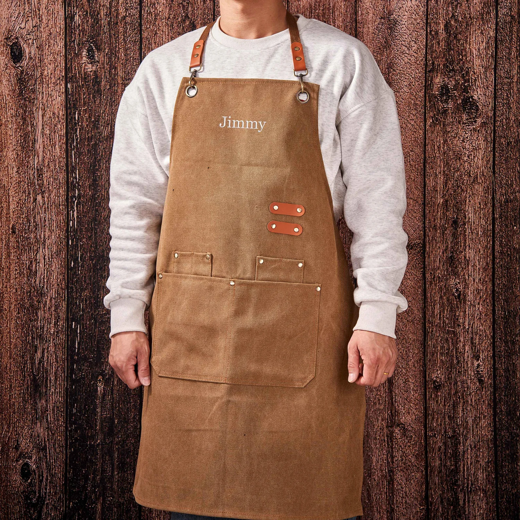 Personalized Canvas Apron, Custom Father's Day Gift, Bartender's Apron, Embroidered Apron, BBQ Apron, Men's Chef Apron