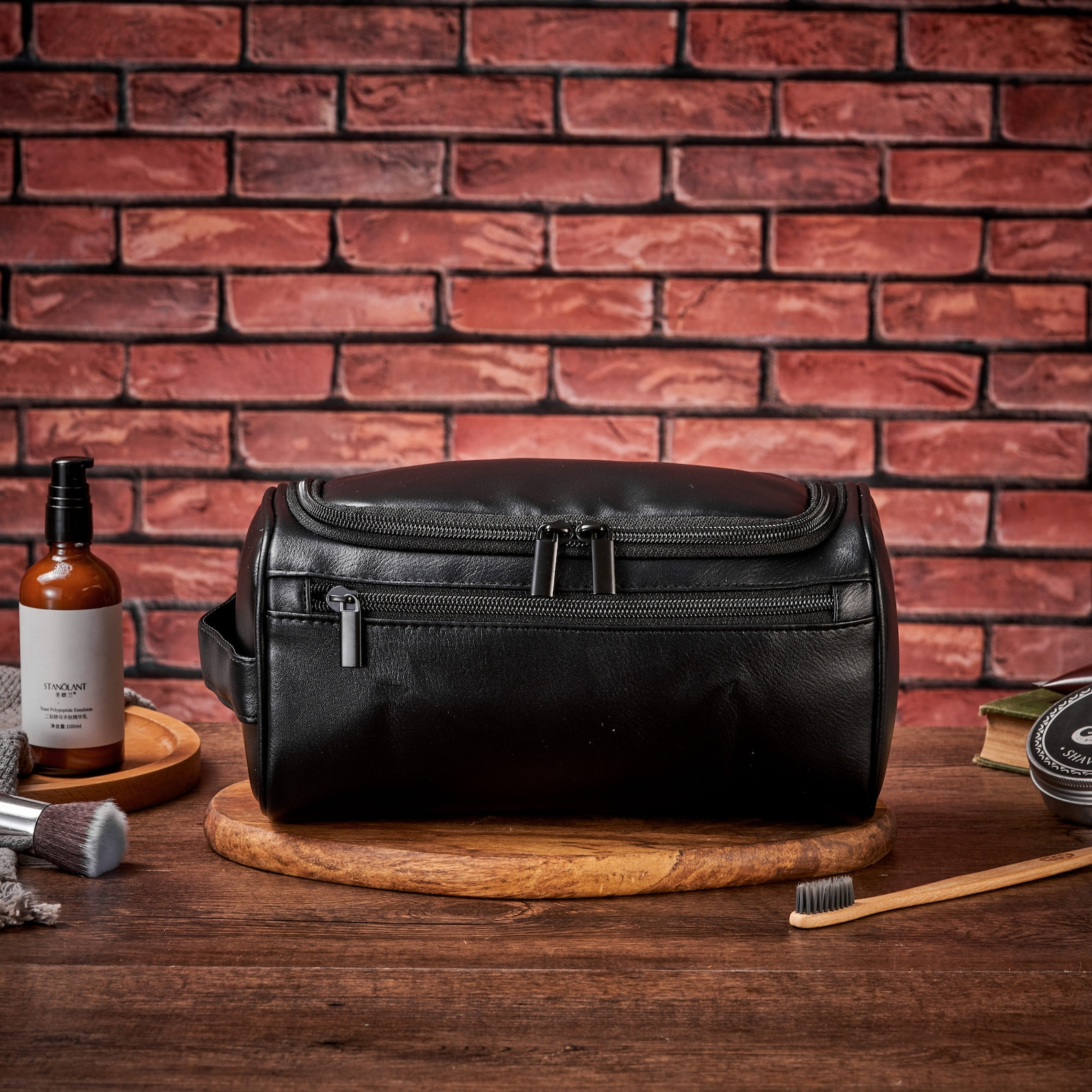 Personalized Gift For Him, Mens Dopp Bag, Graduation Gifts For Him, Custom Men's Toiletry Bag Black / No