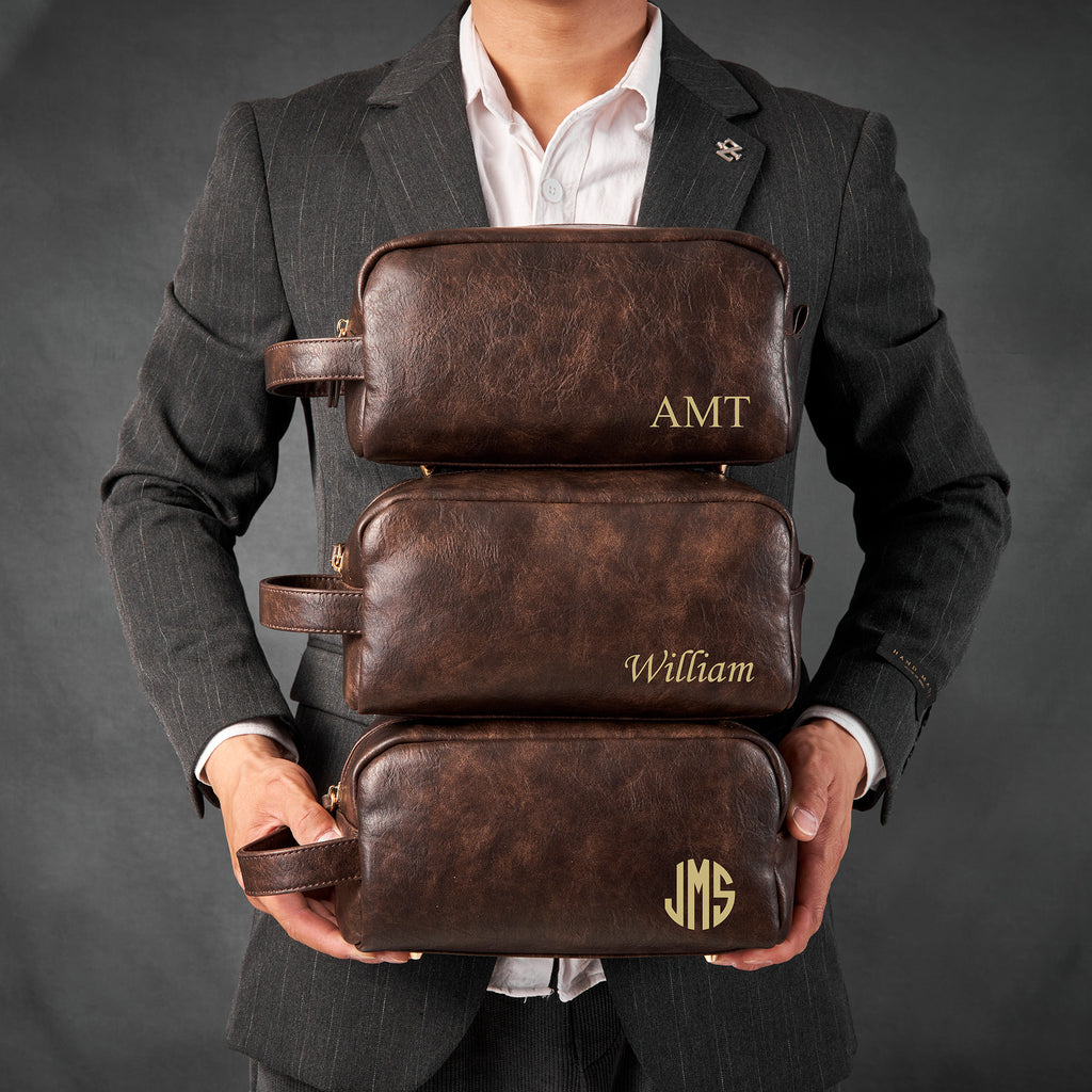 Personalized Groomsmen Gifts Leather Toiletry Bag Men's Dopp Kit Father's Day Gift Unique Gift for Him