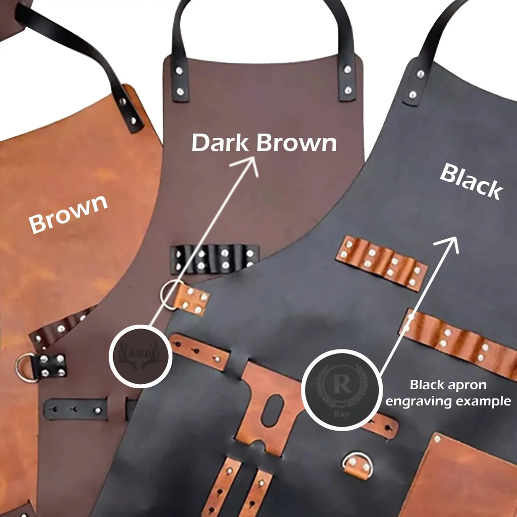 Personalized Leather Apron, Custom Groomsmen Gift, Bartender's Apron, BBQ Apron, Men's Chef Apron