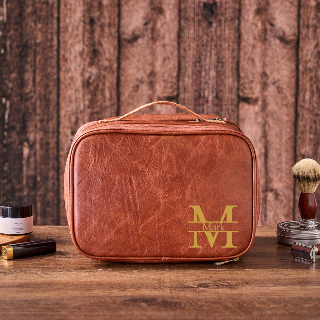 Personalized Large Hanging Toiletry Bag, Detachable Men's Wash Bag WaterProof Leather Shaving Kit/Dopp Kit Groomsmen Gifts