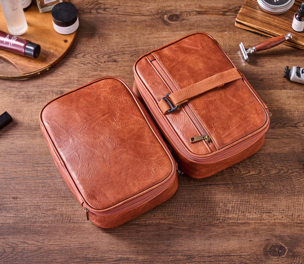 Personalized Large Hanging Toiletry Bag, Detachable Men's Wash Bag WaterProof Leather Shaving Kit/Dopp Kit Groomsmen Gifts
