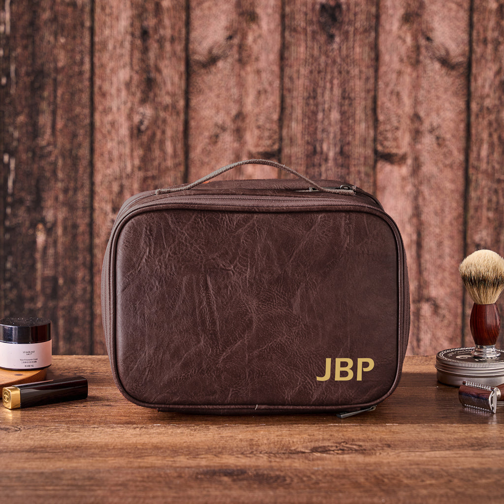 Personalized Large Hanging Toiletry Bag, Detachable Men's Wash Bag WaterProof Leather Shaving Kit/Dopp Kit Groomsmen Gifts
