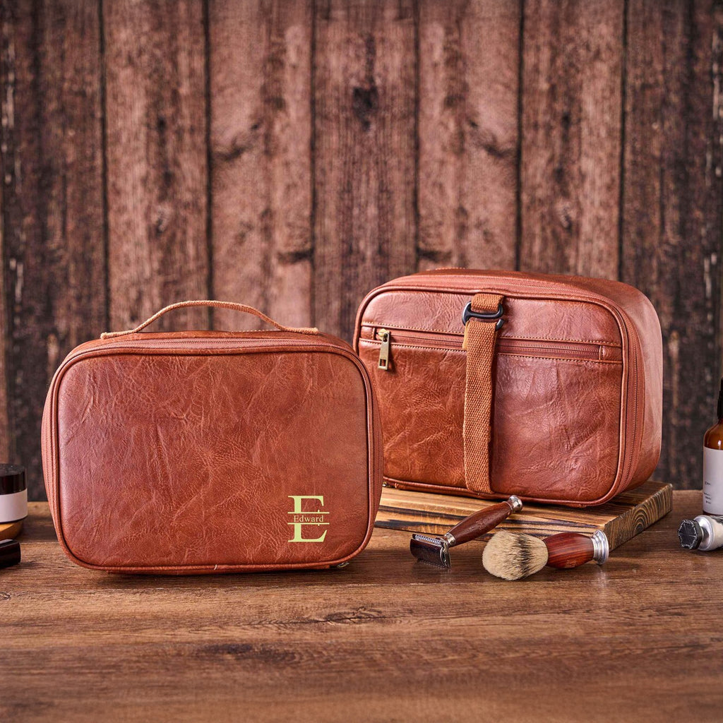 Personalized Large Hanging Toiletry Bag, Detachable Men's Wash Bag WaterProof Leather Shaving Kit/Dopp Kit Groomsmen Gifts