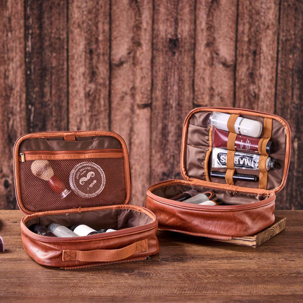 Personalized Large Hanging Toiletry Bag, Detachable Men's Wash Bag WaterProof Leather Shaving Kit/Dopp Kit Groomsmen Gifts