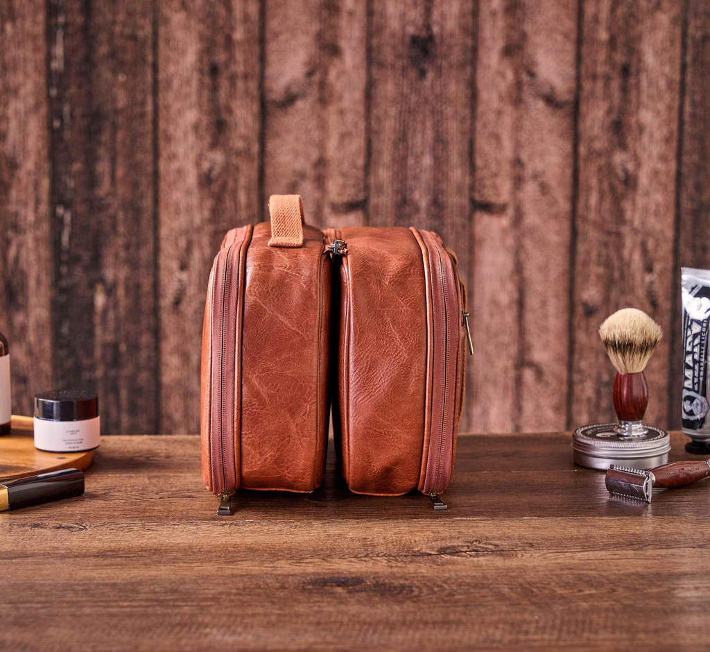 Personalized Large Hanging Toiletry Bag, Detachable Men's Wash Bag WaterProof Leather Shaving Kit/Dopp Kit Groomsmen Gifts