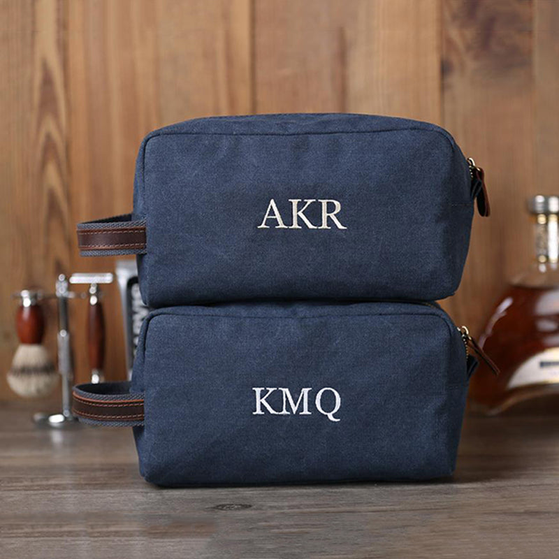 Personalized Toiletry Bag Monogrammed Groomsmen Gift Canvas Dopp Kit Embroidery Shaving Kit