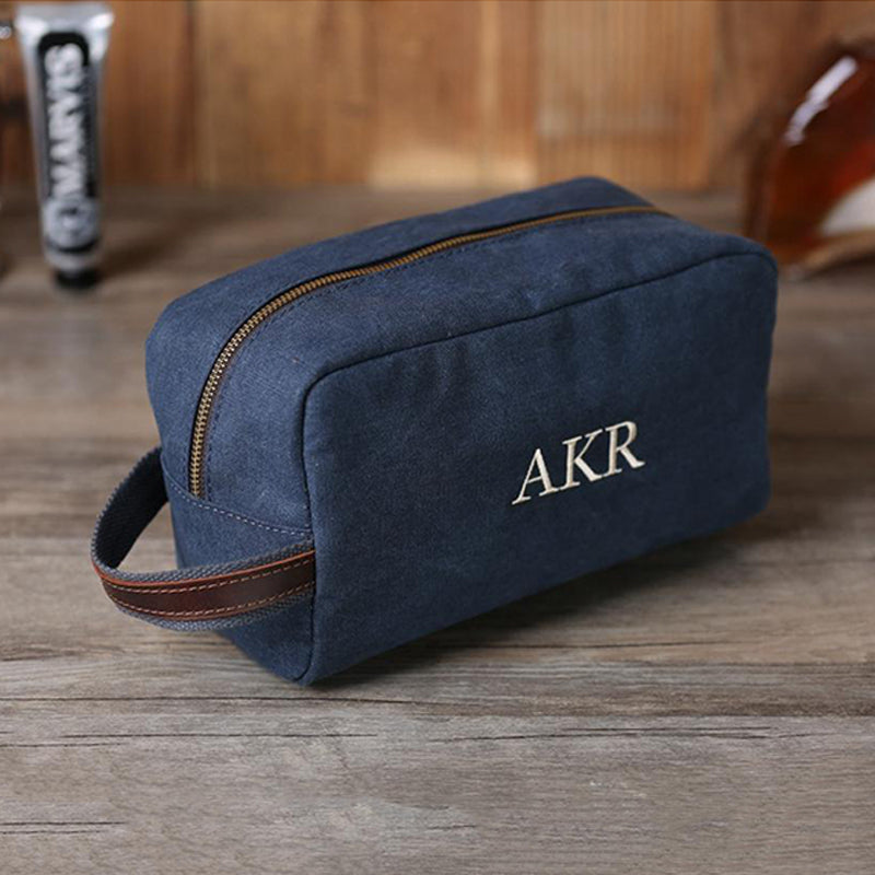 Personalized Toiletry Bag Monogrammed Groomsmen Gift Canvas Dopp Kit Embroidery Shaving Kit