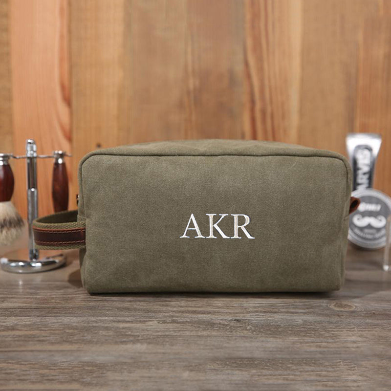 Personalized Toiletry Bag Monogrammed Groomsmen Gift Canvas Dopp Kit Embroidery Shaving Kit