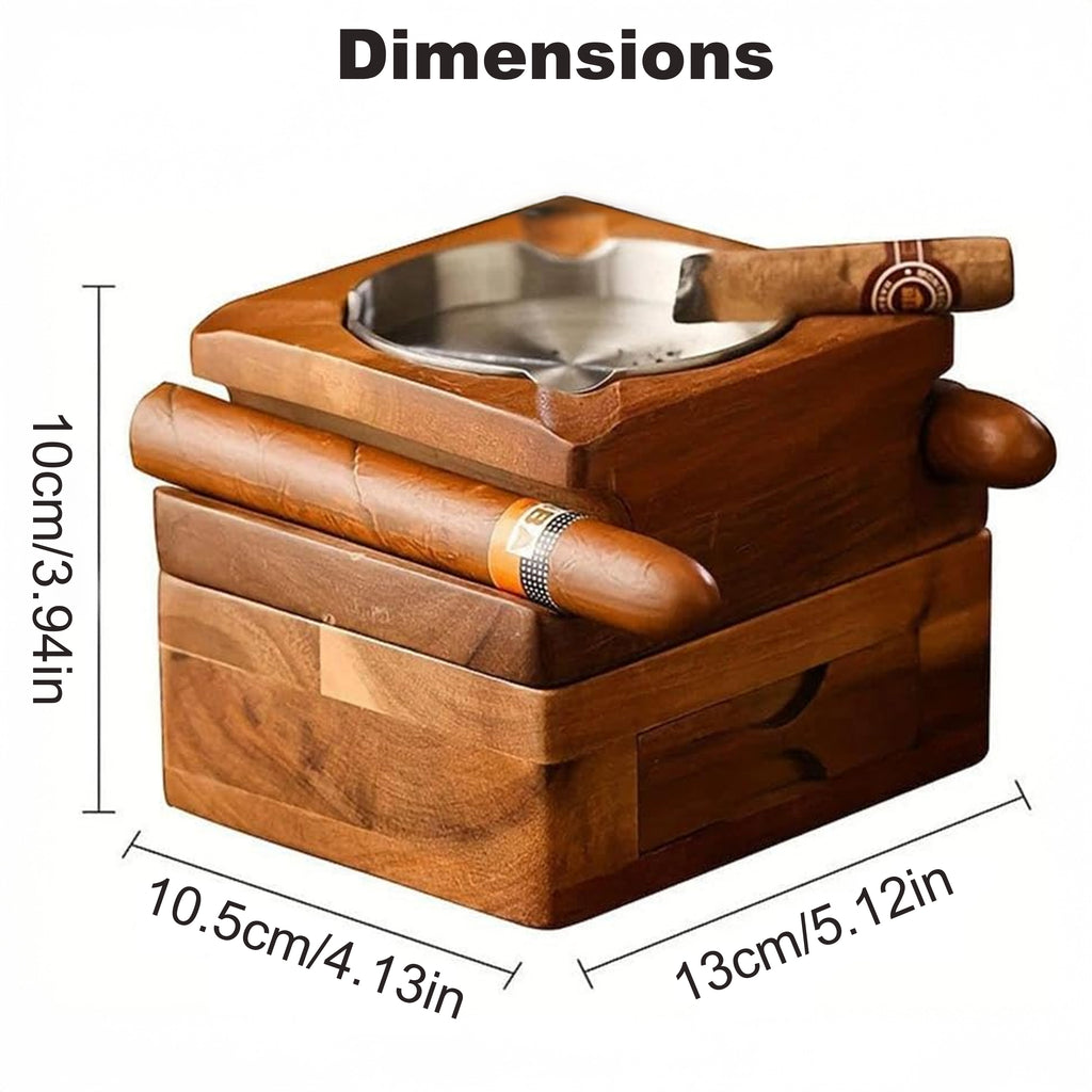 Personalized Whiskey & Cigar Tray Glass Holder Ashtray Whiskey, Gift for Dad,2 in 1 Wooden Cigar Ashtray With Whiskey Glass Holder