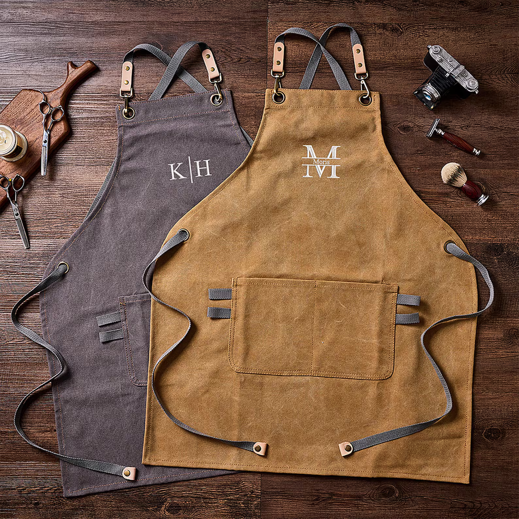 Personalized Canvas Apron for Groomsmen, Custom Bar Apron, Workshop Apron, Embroidered Kitchen Apron, BBQ Apron, Bartender Apron