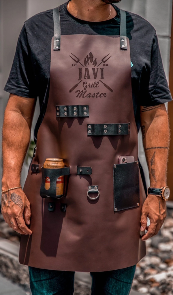 Personalized Leather Apron, Custom Groomsmen Gift, Bartender's Apron, BBQ Apron, Men's Chef Apron