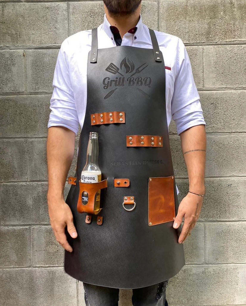 Personalized Leather Apron, Custom Groomsmen Gift, Bartender's Apron, BBQ Apron, Men's Chef Apron