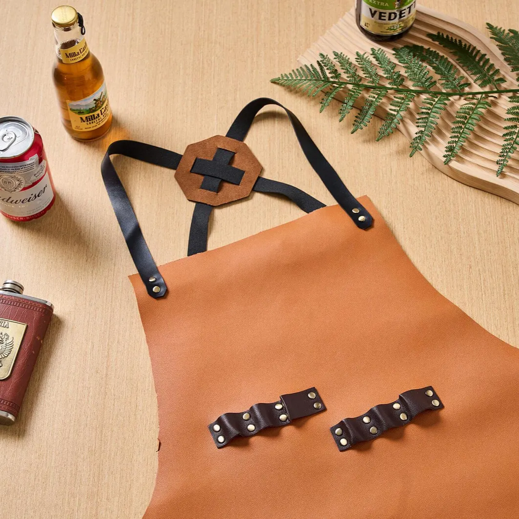 Personalized Leather Apron, Custom Groomsmen Gift, Bartender's Apron, BBQ Apron, Men's Chef Apron