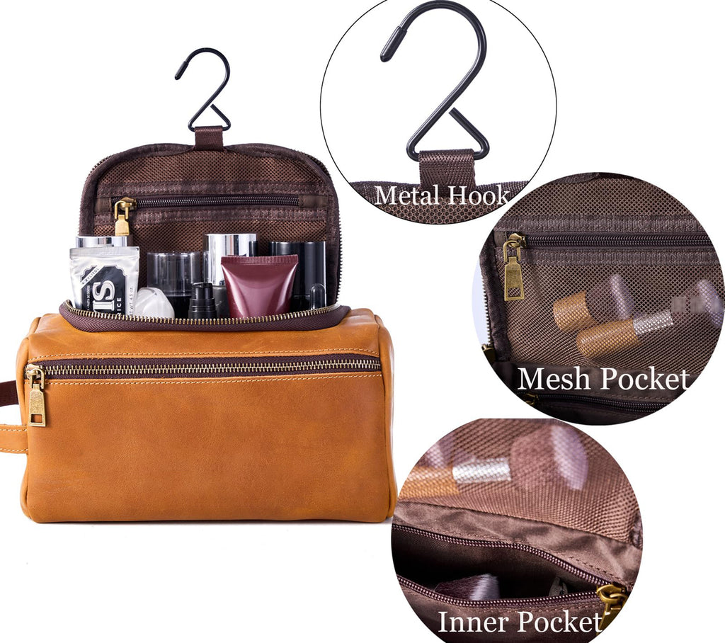 Personalized Leather Hanging Toiletry Bag Dopp Kit Shaving Bag Groomsmen Gifts