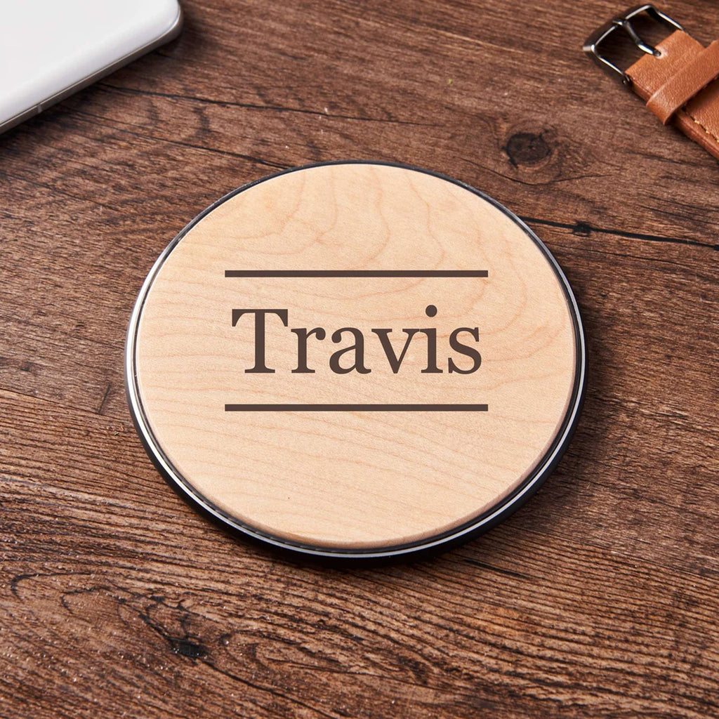 Customizable Wooden Wireless Charger,15W Qi Fast Charging Pad,Personalized Groomsmen Gift,Perfect Corporate Gift for Employees