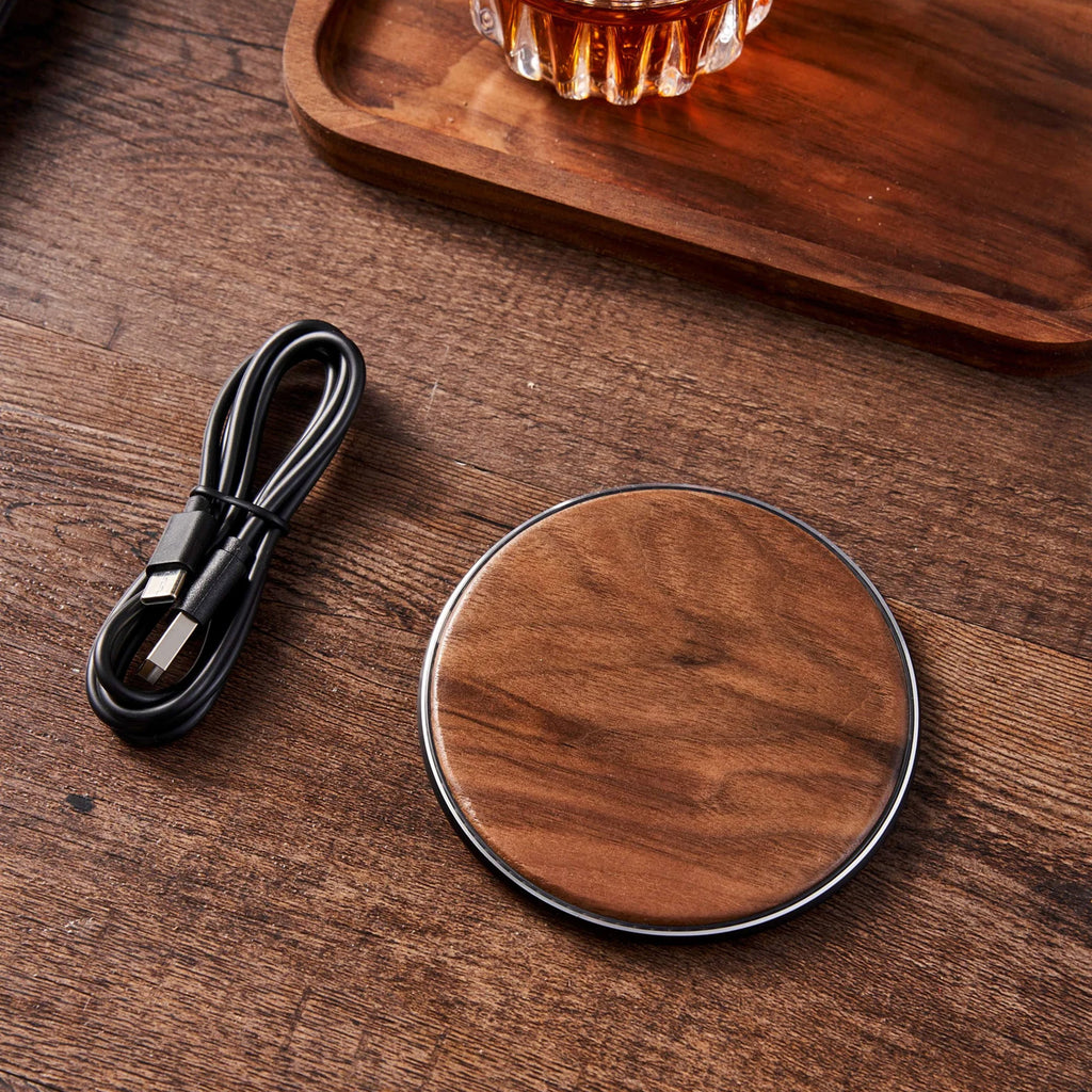 Customizable Wooden Wireless Charger,15W Qi Fast Charging Pad,Personalized Groomsmen Gift,Perfect Corporate Gift for Employees