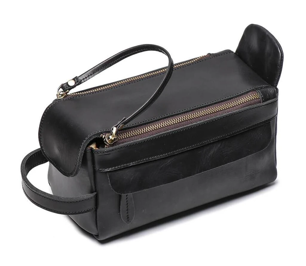 Unique Groomsmen Gift, Personalized Leather Toiletry Bag, Leather Dopp Kit