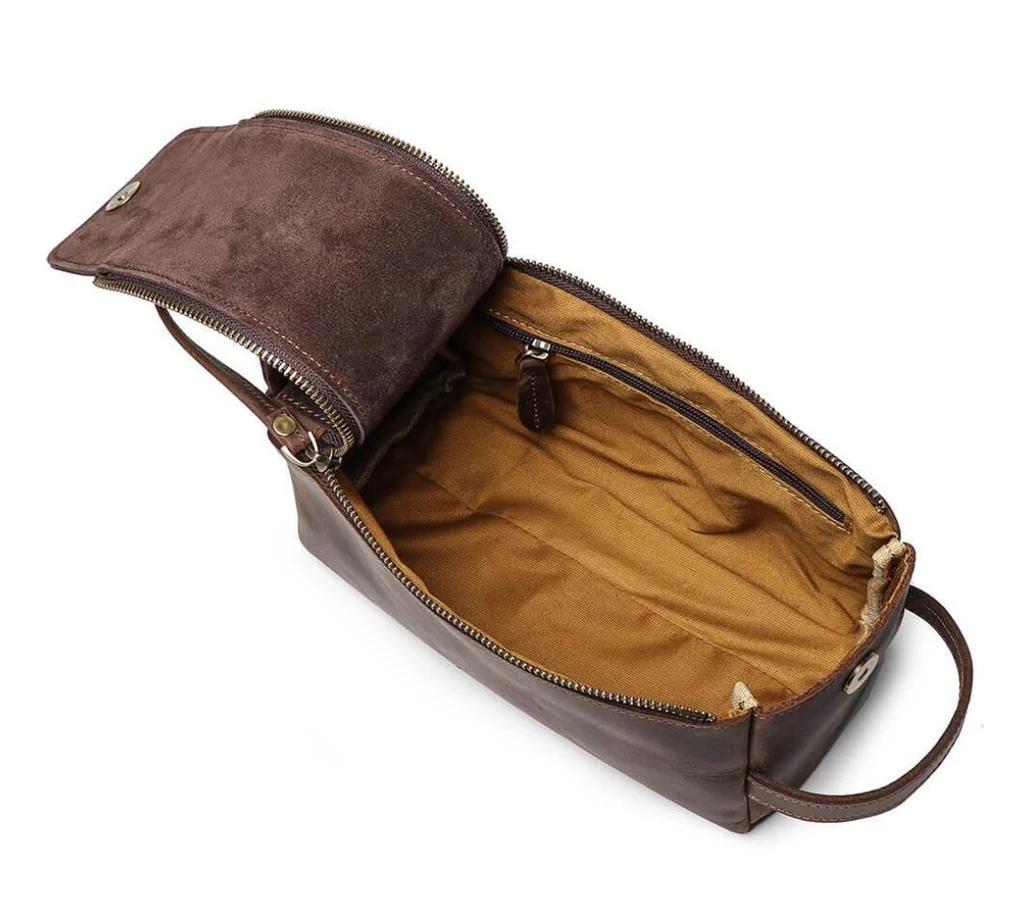 Unique Groomsmen Gift, Personalized Leather Toiletry Bag, Leather Dopp Kit