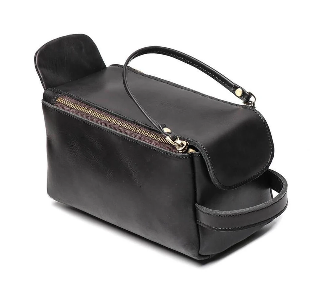 Unique Groomsmen Gift, Personalized Leather Toiletry Bag, Leather Dopp Kit