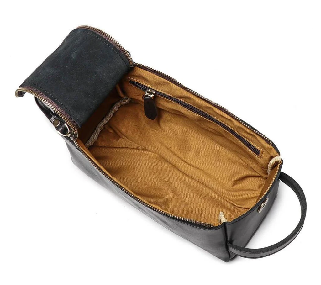 Mens Toiletry Bag: Brown Dopp Kit  leather toiletry bag by KMM & Co.