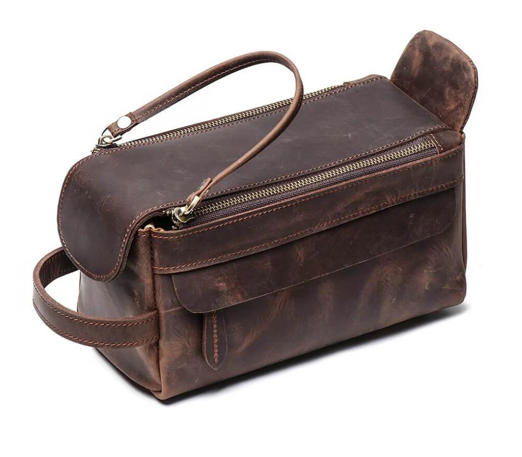 Unique Groomsmen Gift, Personalized Leather Toiletry Bag, Leather Dopp Kit