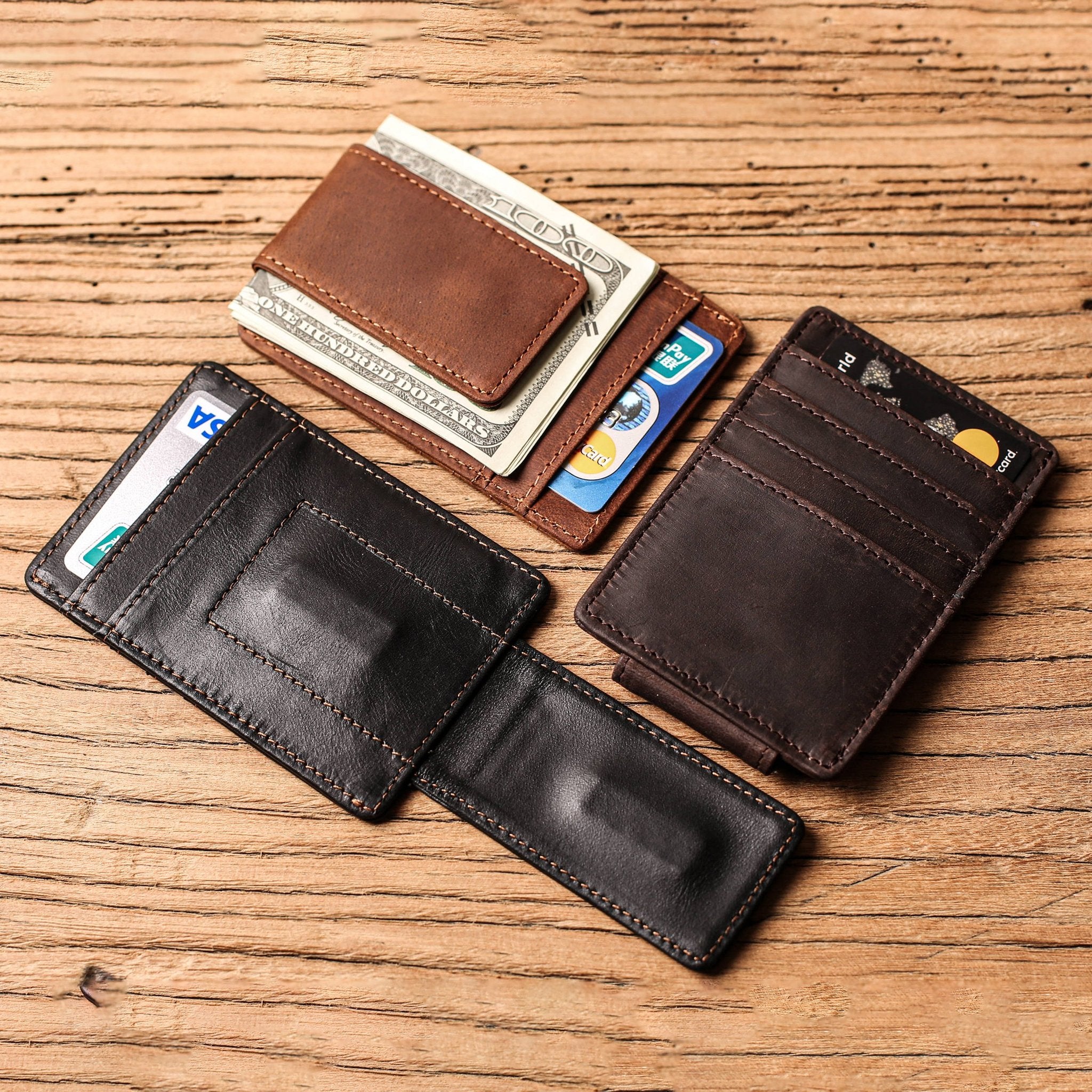Personalized Money Clip Wallets For Men, Engraved Money Clip With Card Holder, With Name, Custom Leather Magnetic Money Clip, Customizable Wallet For Him, Money Clip With Engraving, Customized - Product Details