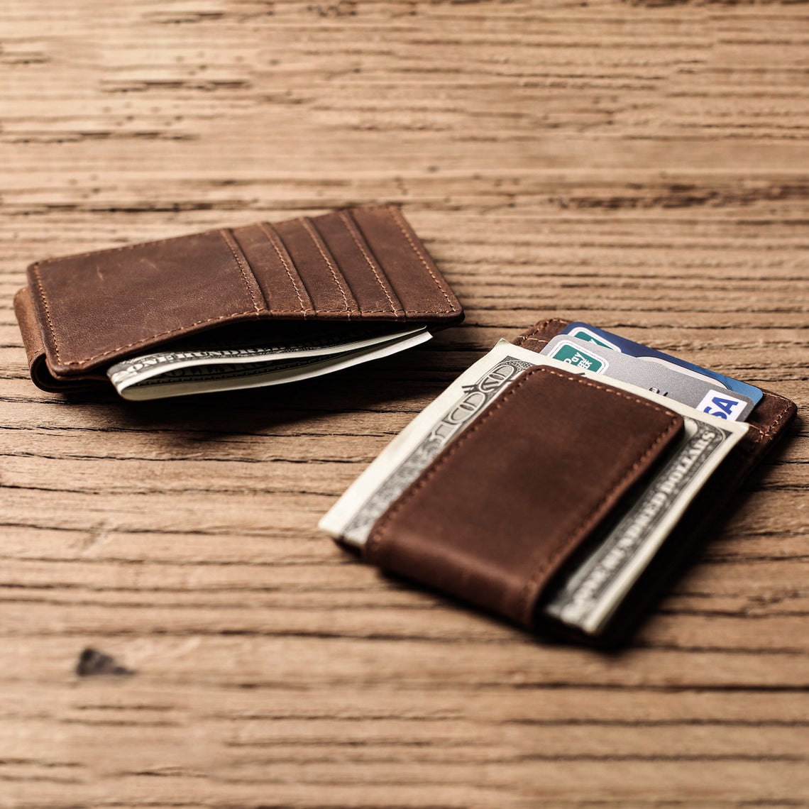 Personalized Money Clip Leather Wallet, Bride to Groom Gift on