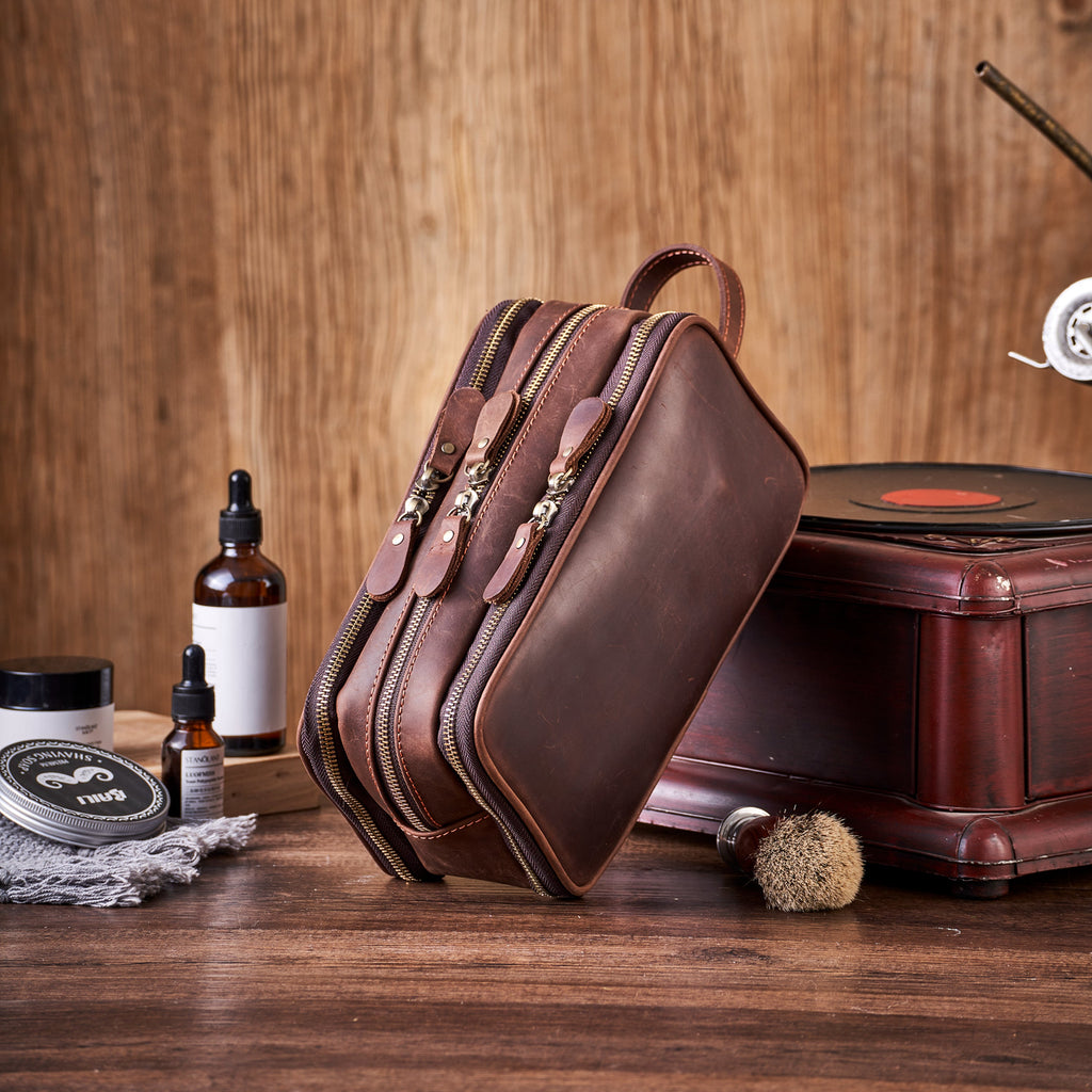 Personalized Groomsmen Gift, Leather Toiletry Bag Men, Leather Dopp Kit, Gift for Him