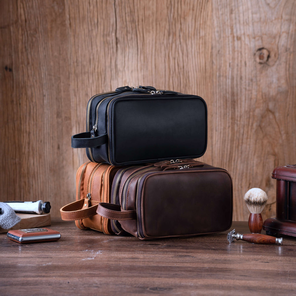 Personalized Groomsmen Gift, Leather Toiletry Bag Men, Leather Dopp Kit, Gift for Him