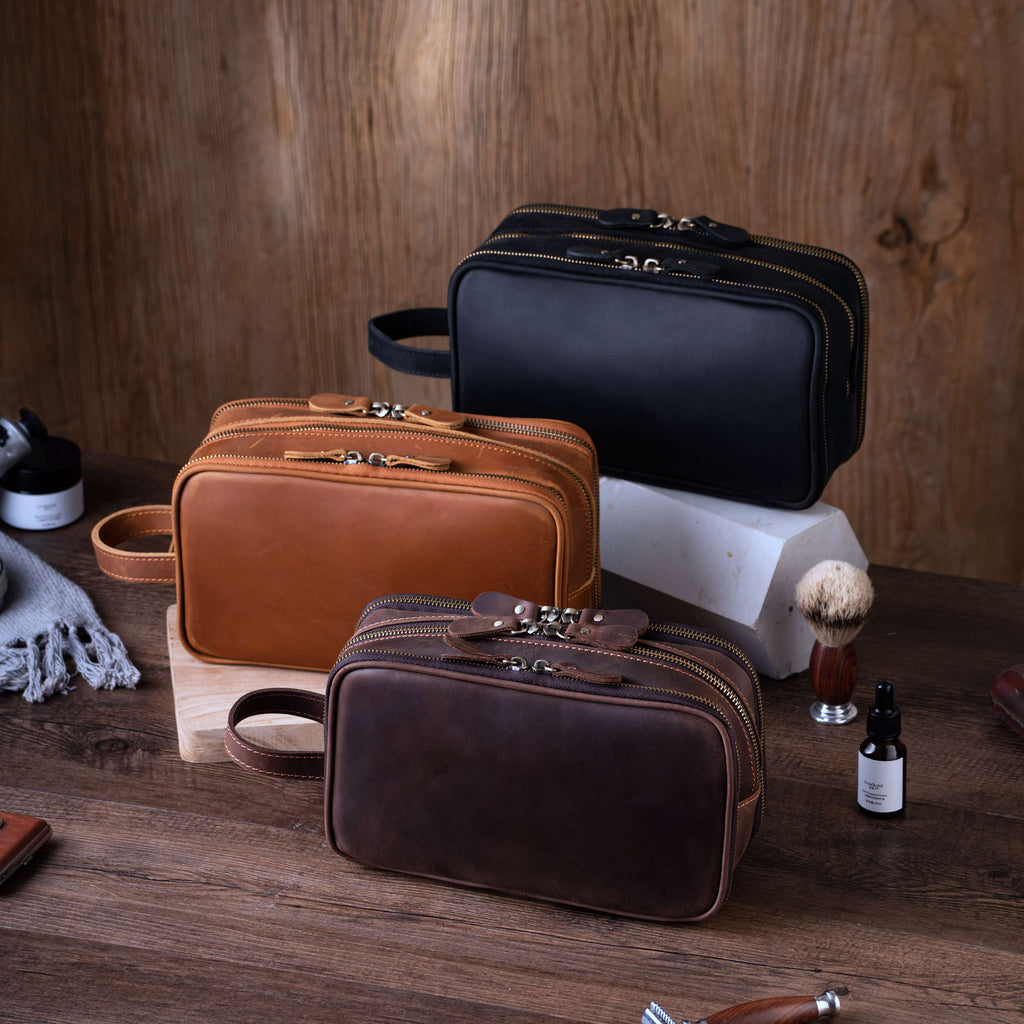 Personalized Groomsmen Gift, Leather Toiletry Bag Men, Leather Dopp Kit, Gift for Him