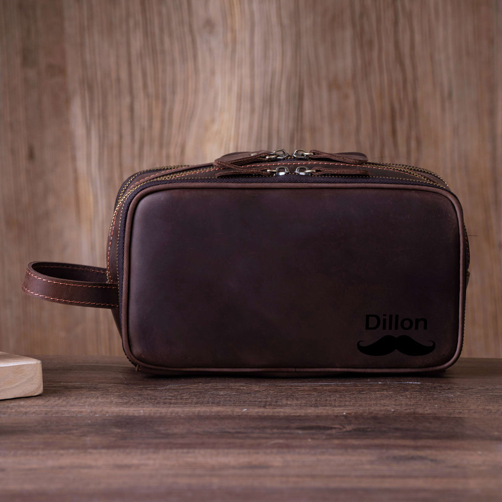 Personalized Groomsmen Gift, Leather Toiletry Bag Men, Leather Dopp Kit, Gift for Him