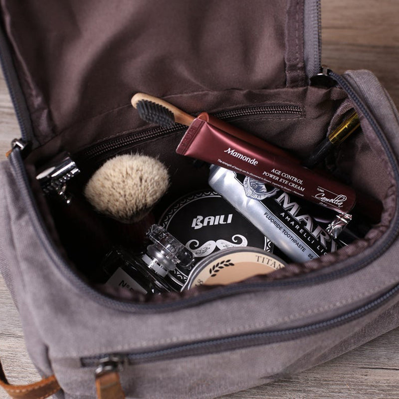 Personalized Groomsmen Gifts Embroidered Canvas Toiletry Bag Men's Travel Dopp Kit
