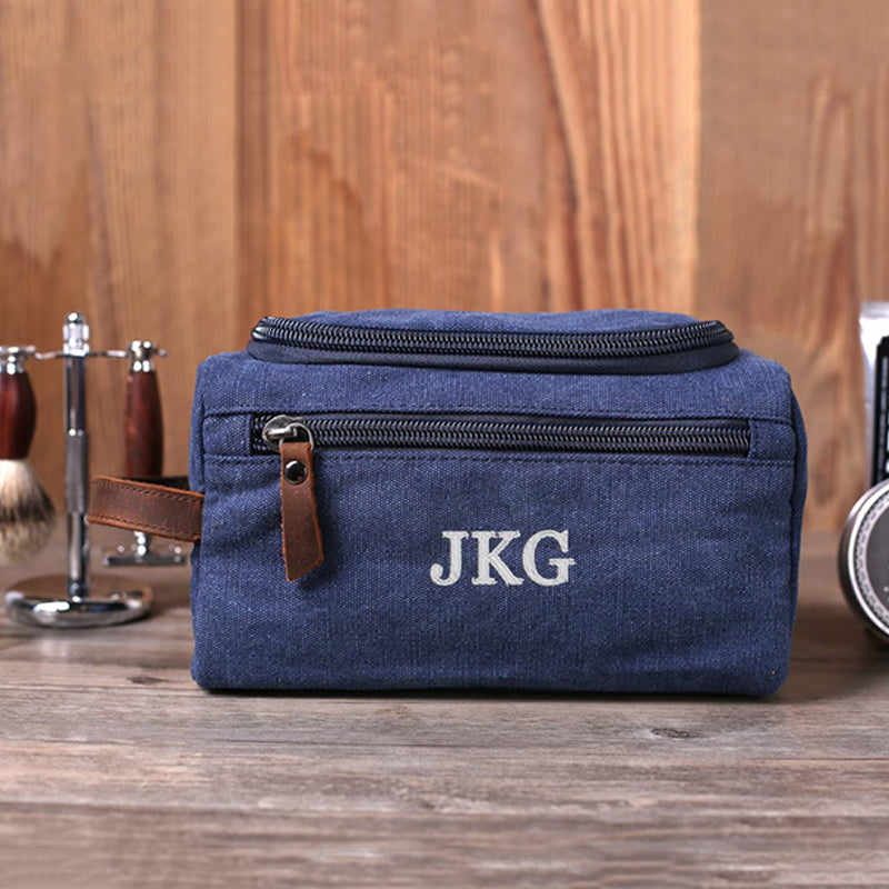 Personalized Groomsmen Gifts Embroidered Canvas Toiletry Bag Men's Travel Dopp Kit