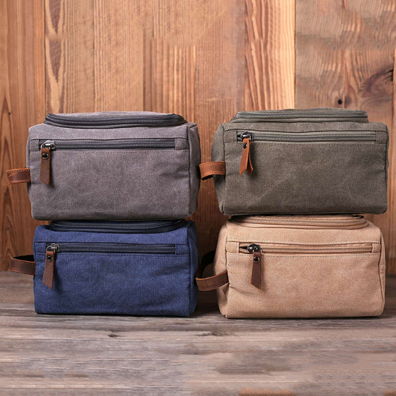 Personalized Groomsmen Gifts Embroidered Canvas Toiletry Bag Men's Travel Dopp Kit