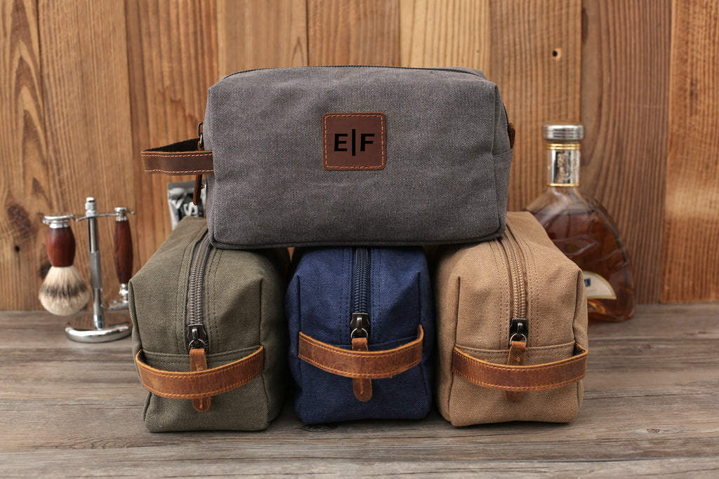 Personalized Canvas Toiletry Bag, Mens Dopp Kit, Groomsmen Gifts Ideas