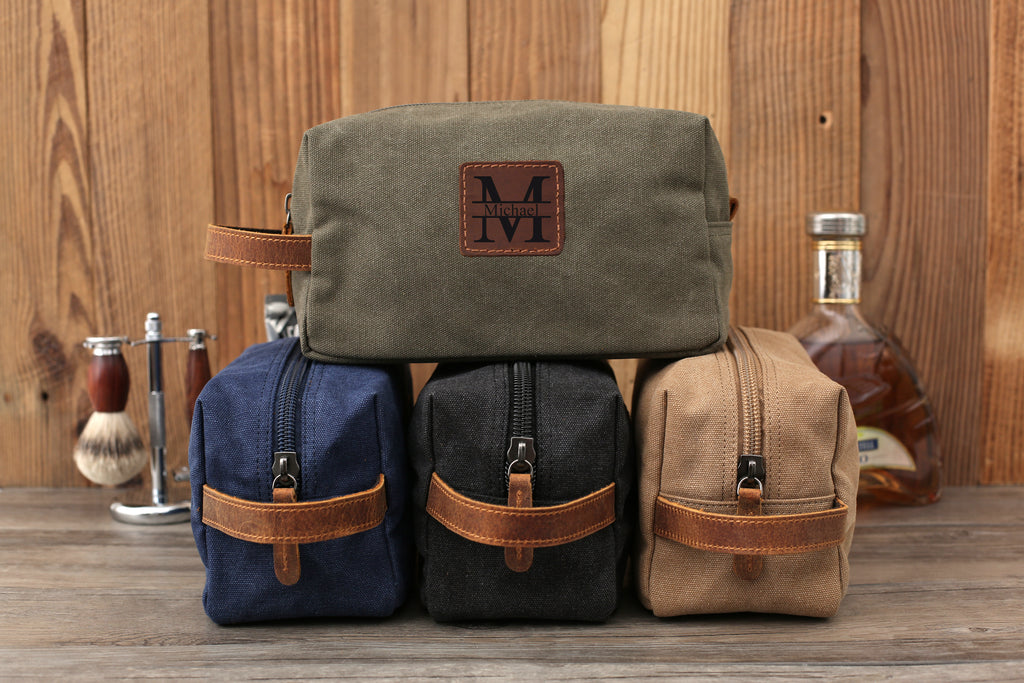 Personalized Canvas Toiletry Bag, Mens Dopp Kit, Groomsmen Gifts Ideas