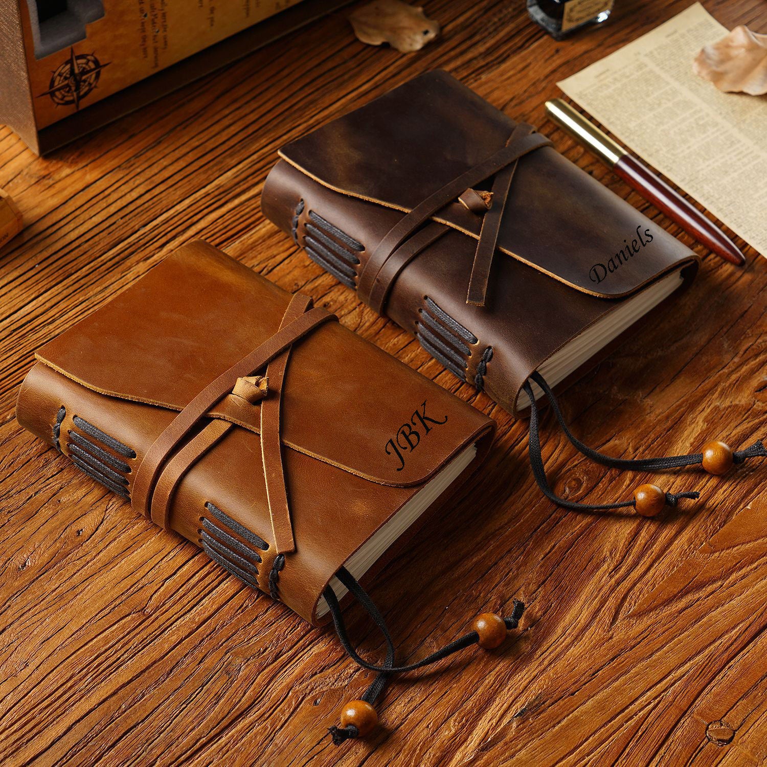 Leather Journal for Men - Handmade Vintage Journals Women, Mens