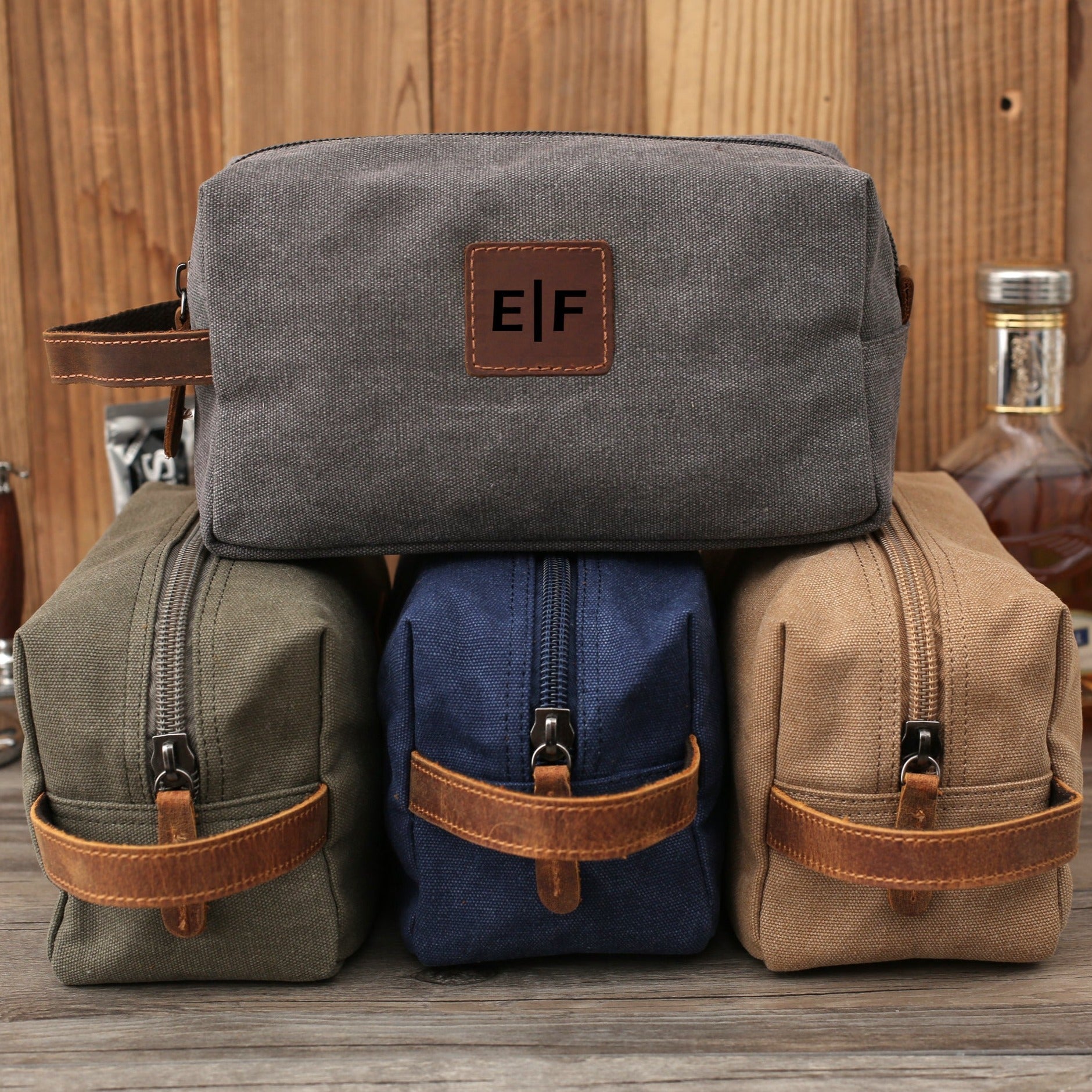 Personalized Canvas Toiletry Bag, Mens Dopp Kit, Groomsmen Gifts Ideas