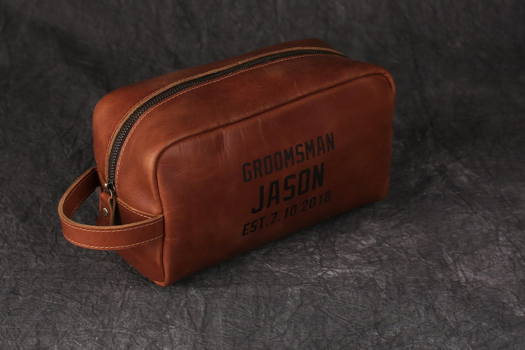 Personalized Groomsmen Gift, Leather Toiletry Bag for Groomsmen, Wedding Gift