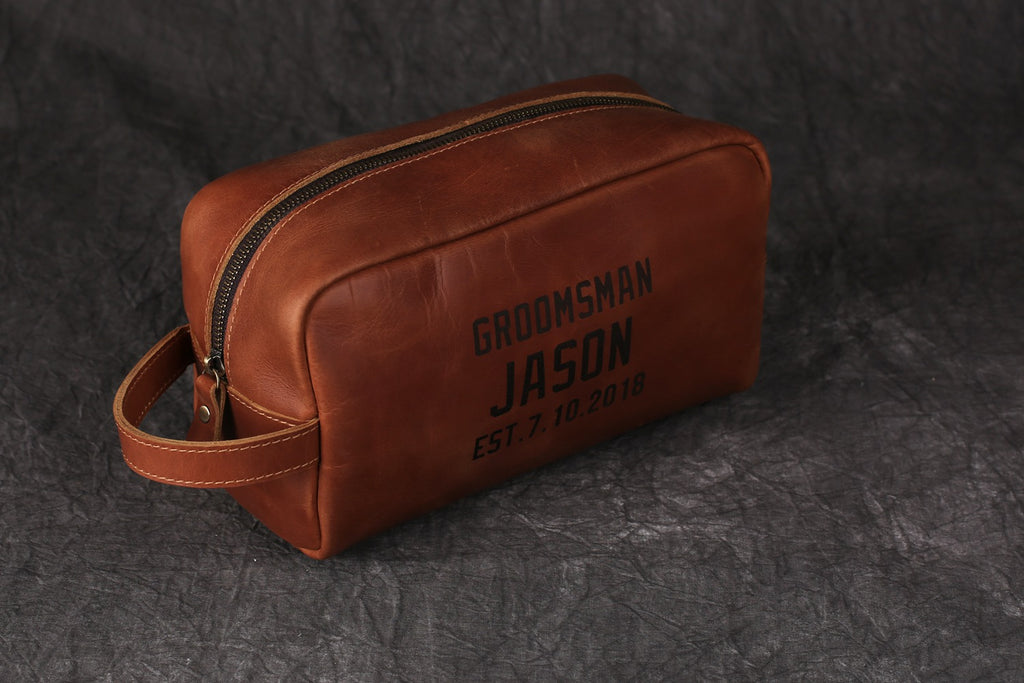 Groomsmen Gifts Personalized Leather Dopp Kit Toiletry Bag Groomsman Gifts Best Man Gifts